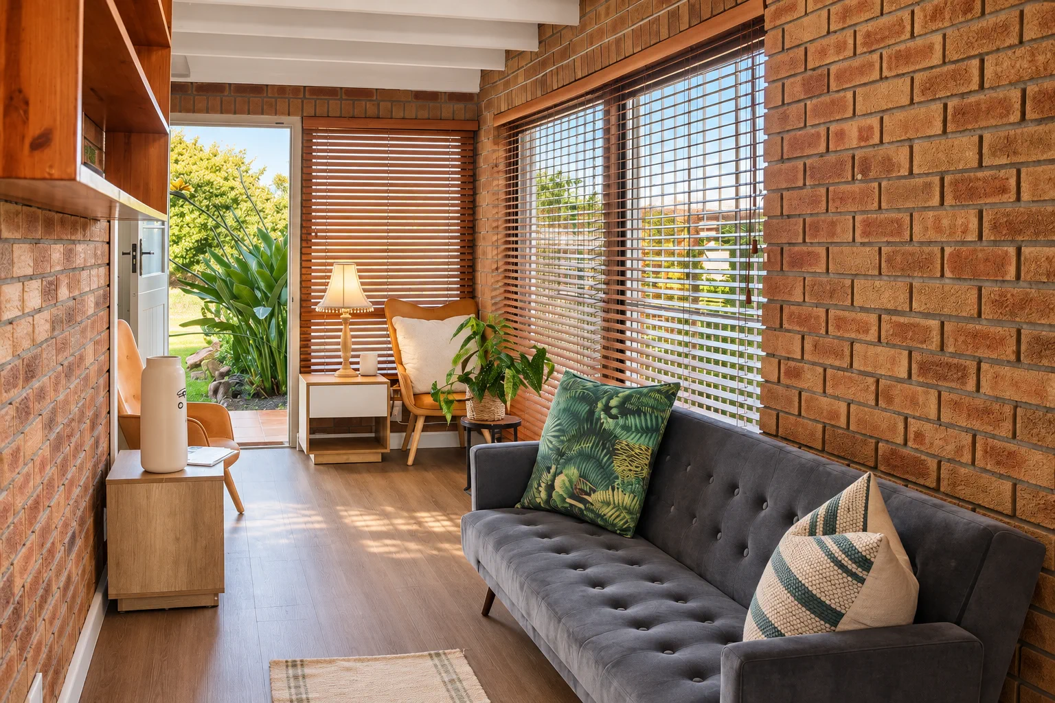 Brick sun lounge onto the garden