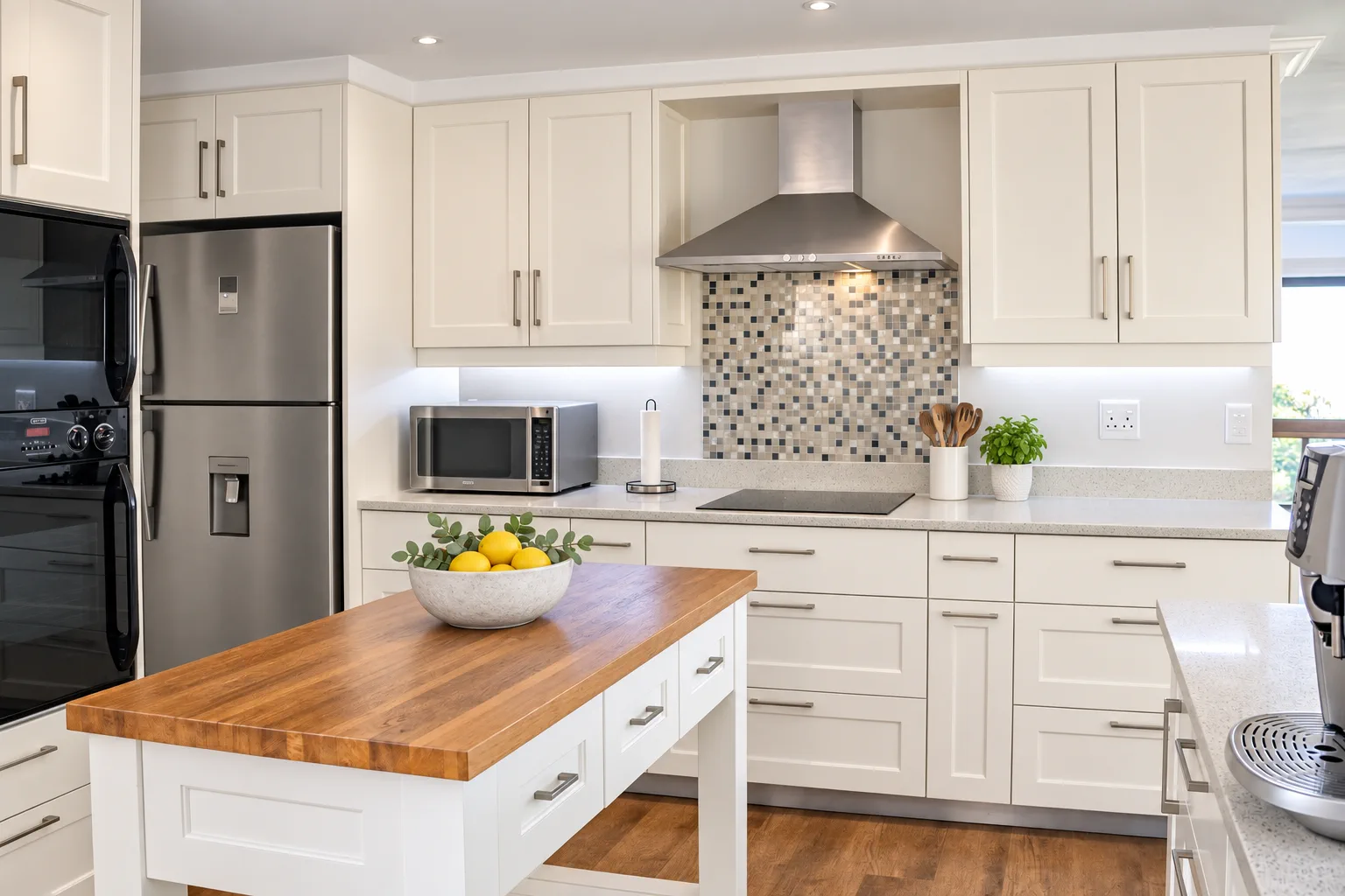 Kitchen with butcher block island